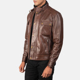 Darren Men's Brown Leather Biker Jacket