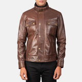 Darren Men's Brown Leather Biker Jacket