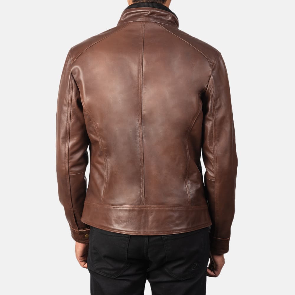 Darren Men's Brown Leather Biker Jacket