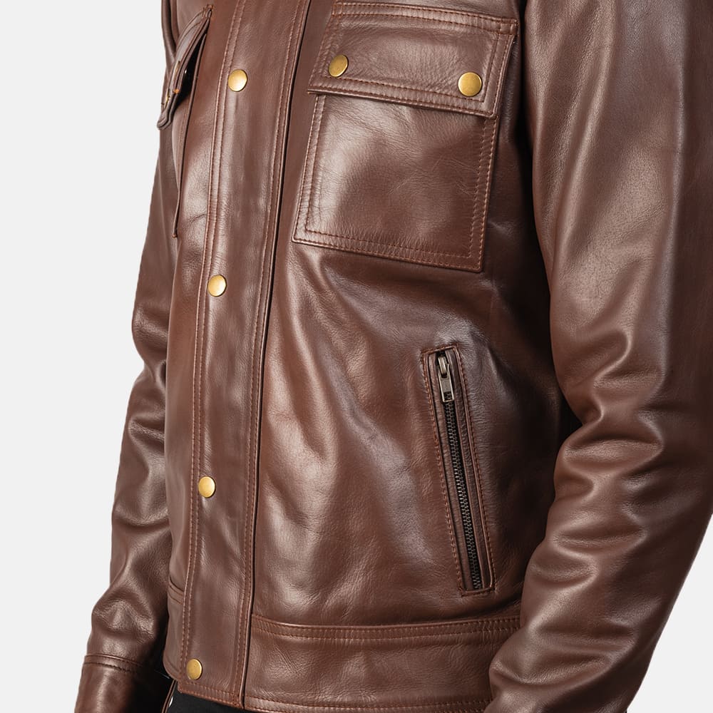 Darren Men's Brown Leather Biker Jacket
