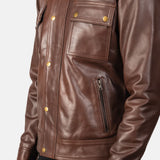 Darren Men's Brown Leather Biker Jacket