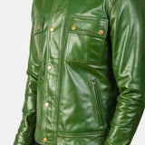 Darren Men's Distressed Green Leather Biker Jacket