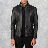 Darren Men's Black Leather Biker Jacket