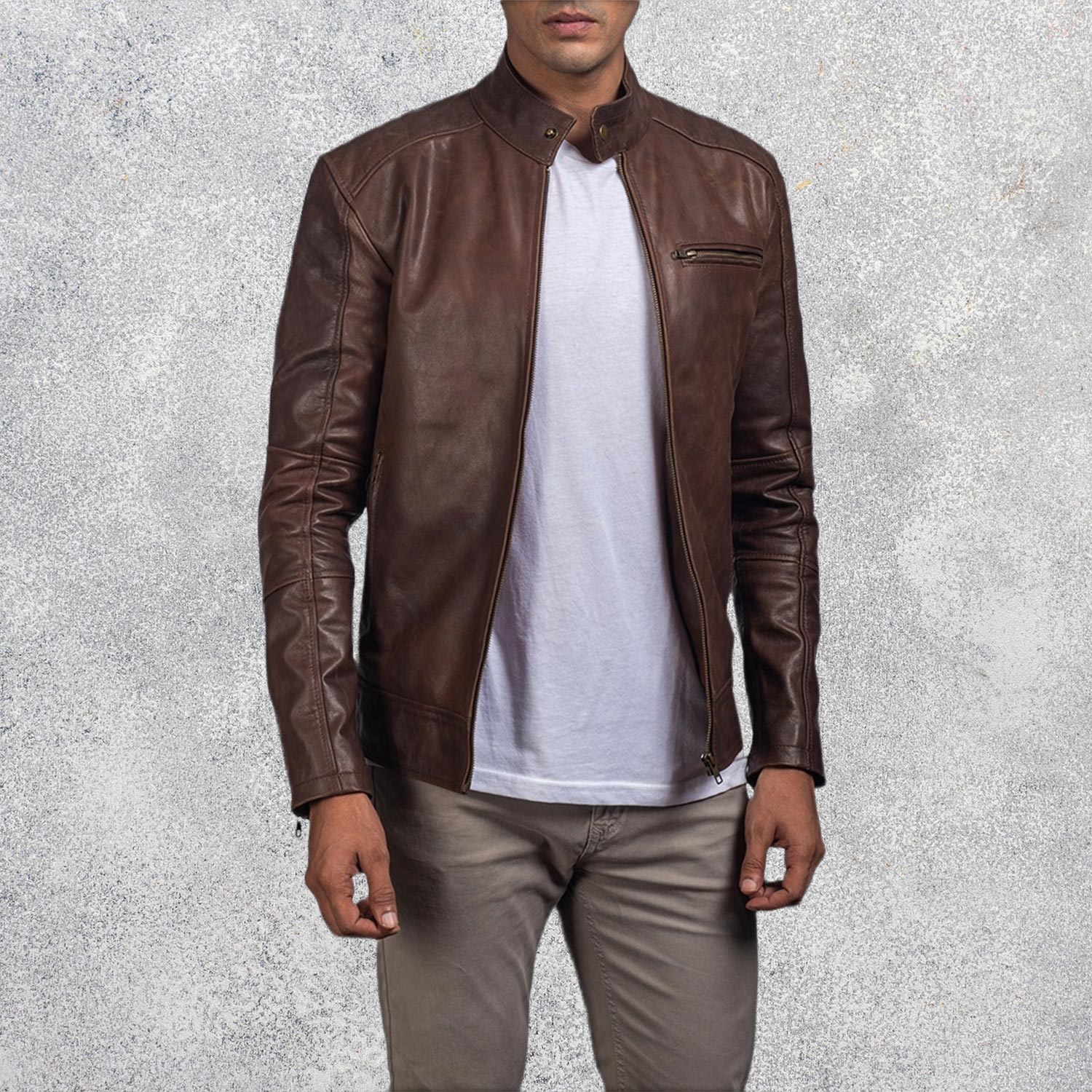 Dean Brown Leather Biker Jacket