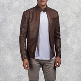 Dean Brown Leather Biker Jacket