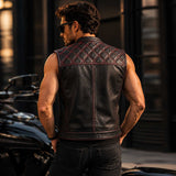 SaltCo Black Red Leather Vest Rear View