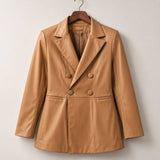 Women’s Camel Double Breasted Leather Jacket
Camel Leather Double Breasted Blazer for Women
Women’s Genuine Leather Double Breasted Jacket
Camel Genuine Leather Blazer Jacket