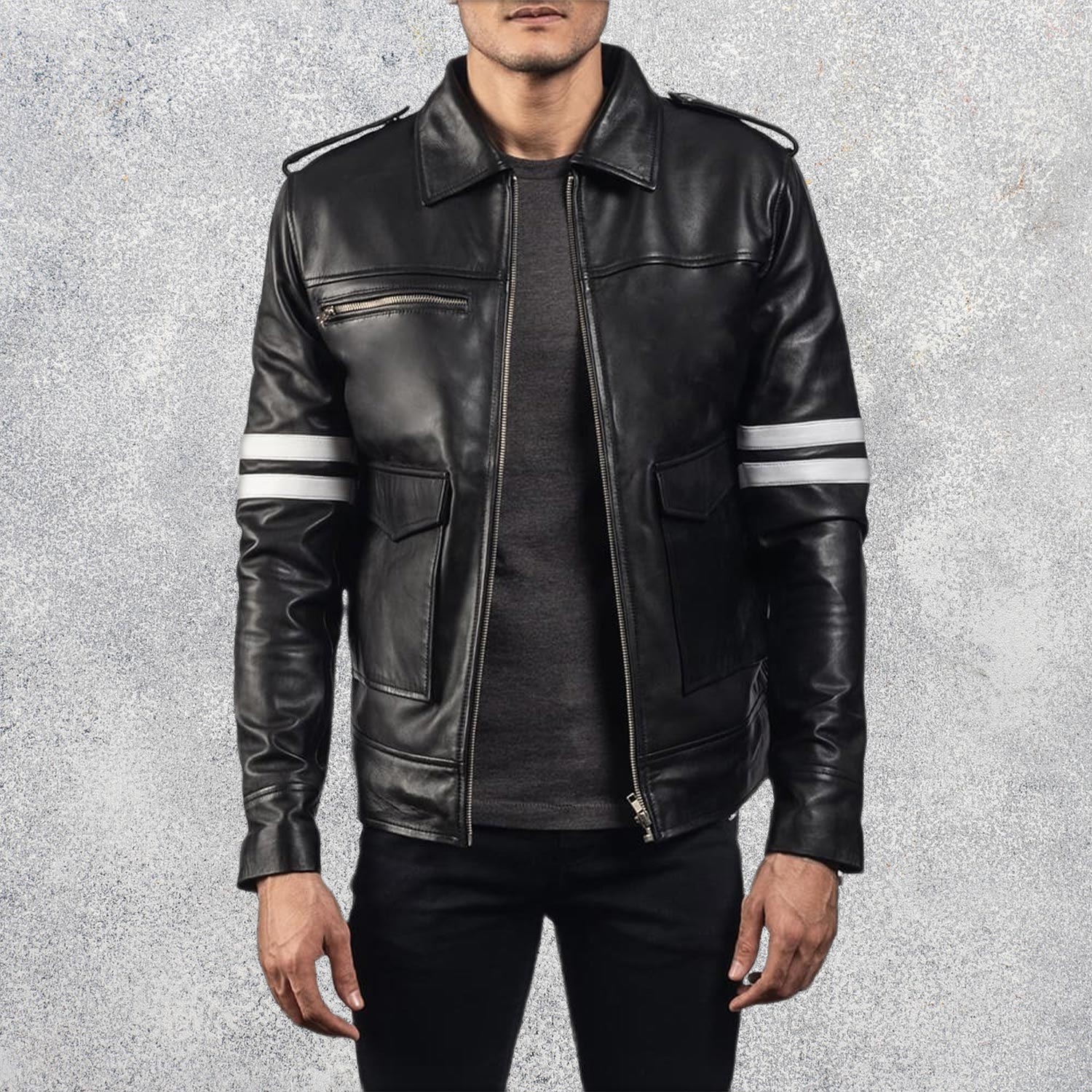 Drayden Black Leather Jacket