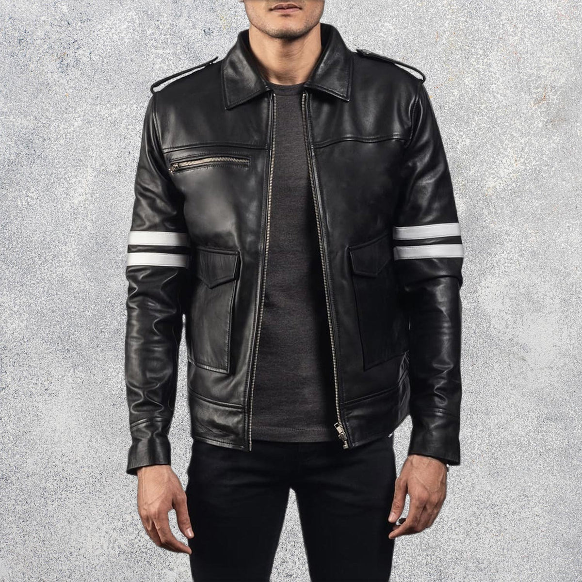 Drayden Black Leather Jacket