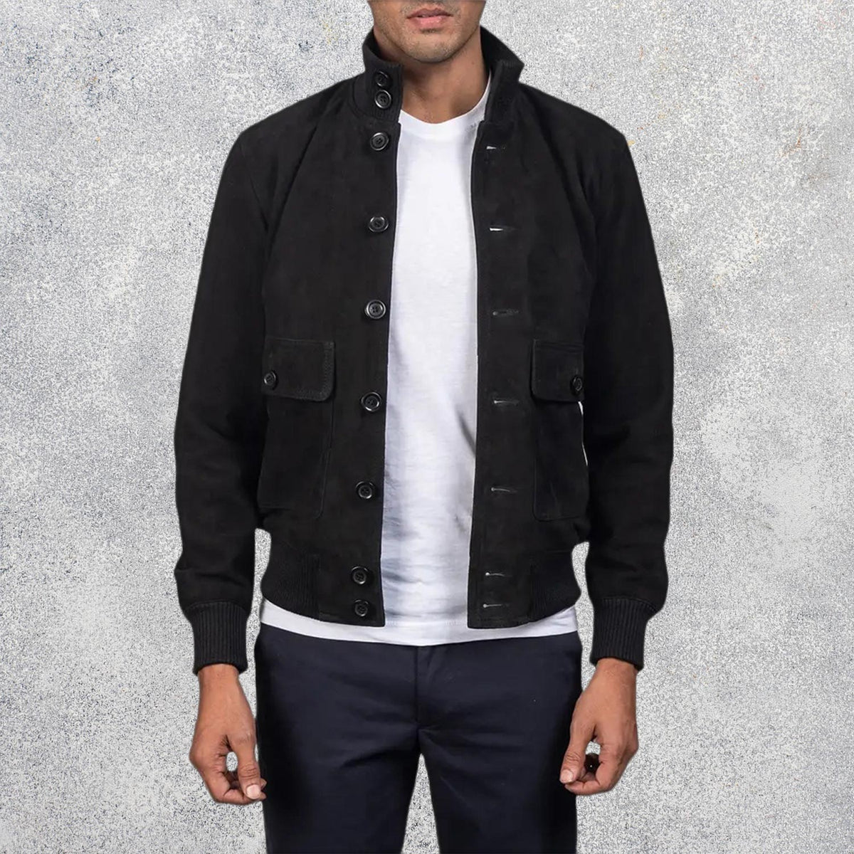 Easton Black Suede Bomber Jacket
