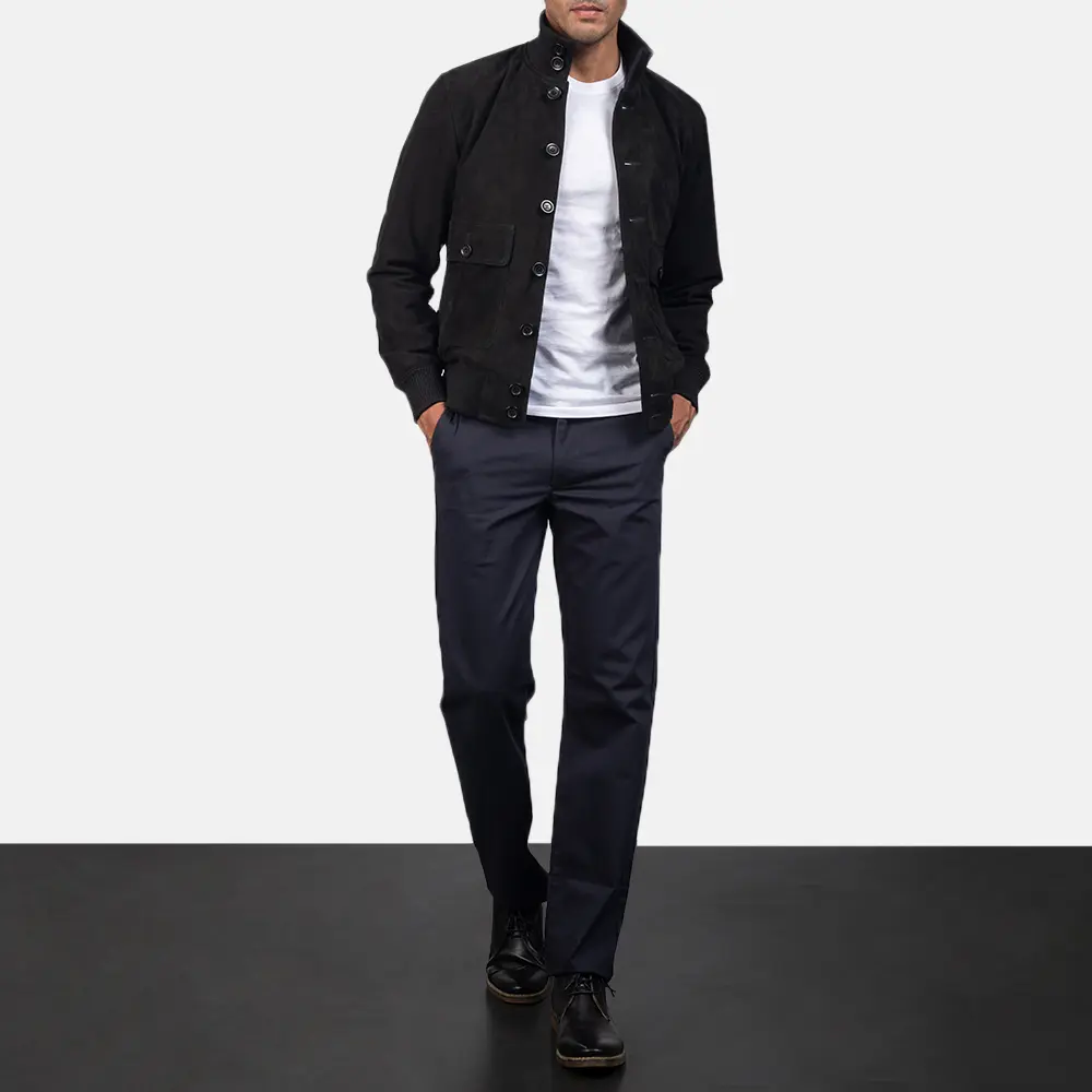 Easton Black Suede Bomber Jacket