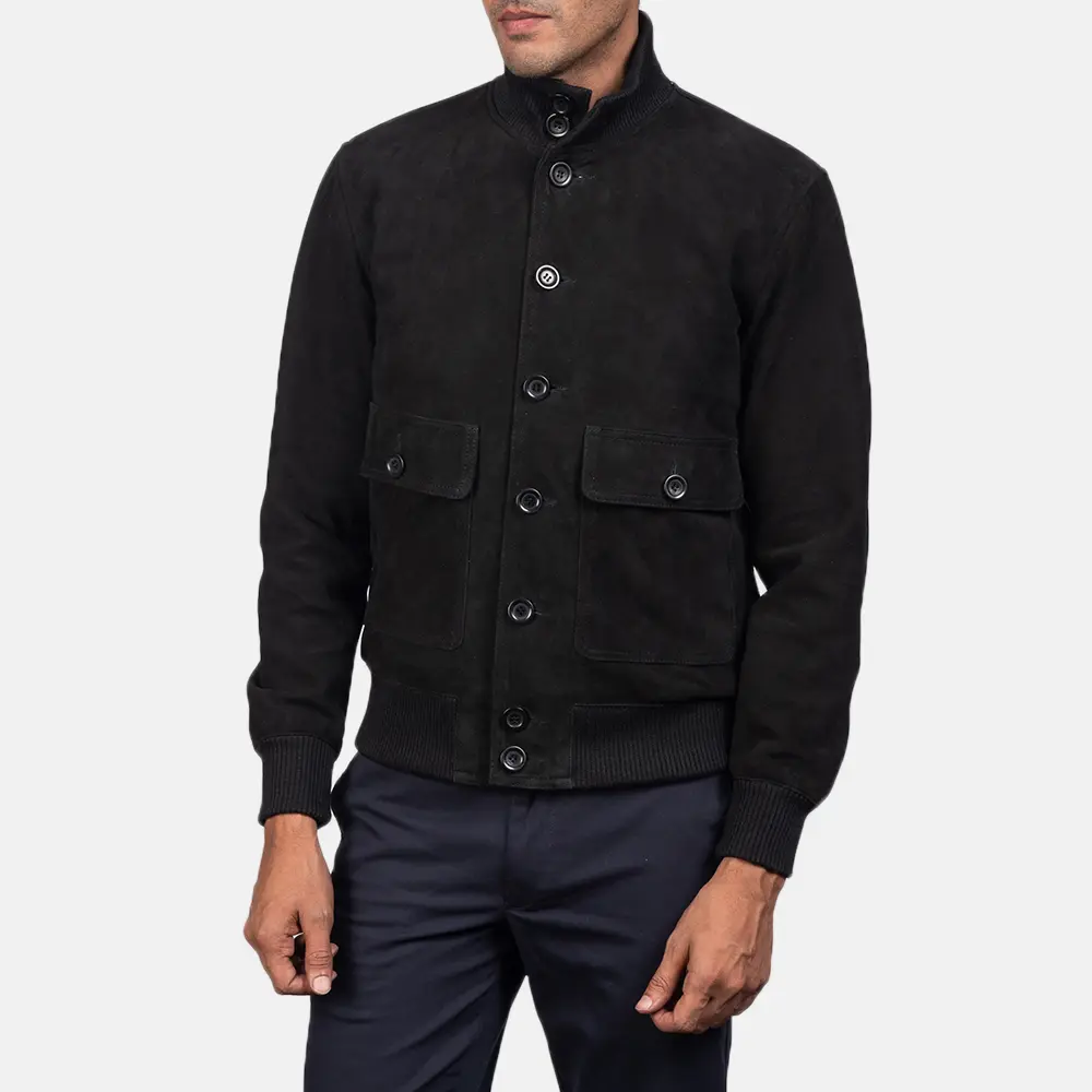 Easton Black Suede Bomber Jacket
