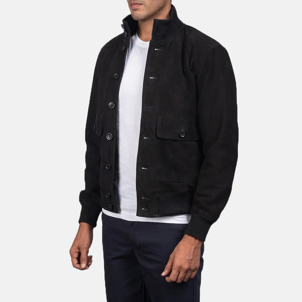Easton Black Suede Bomber Jacket