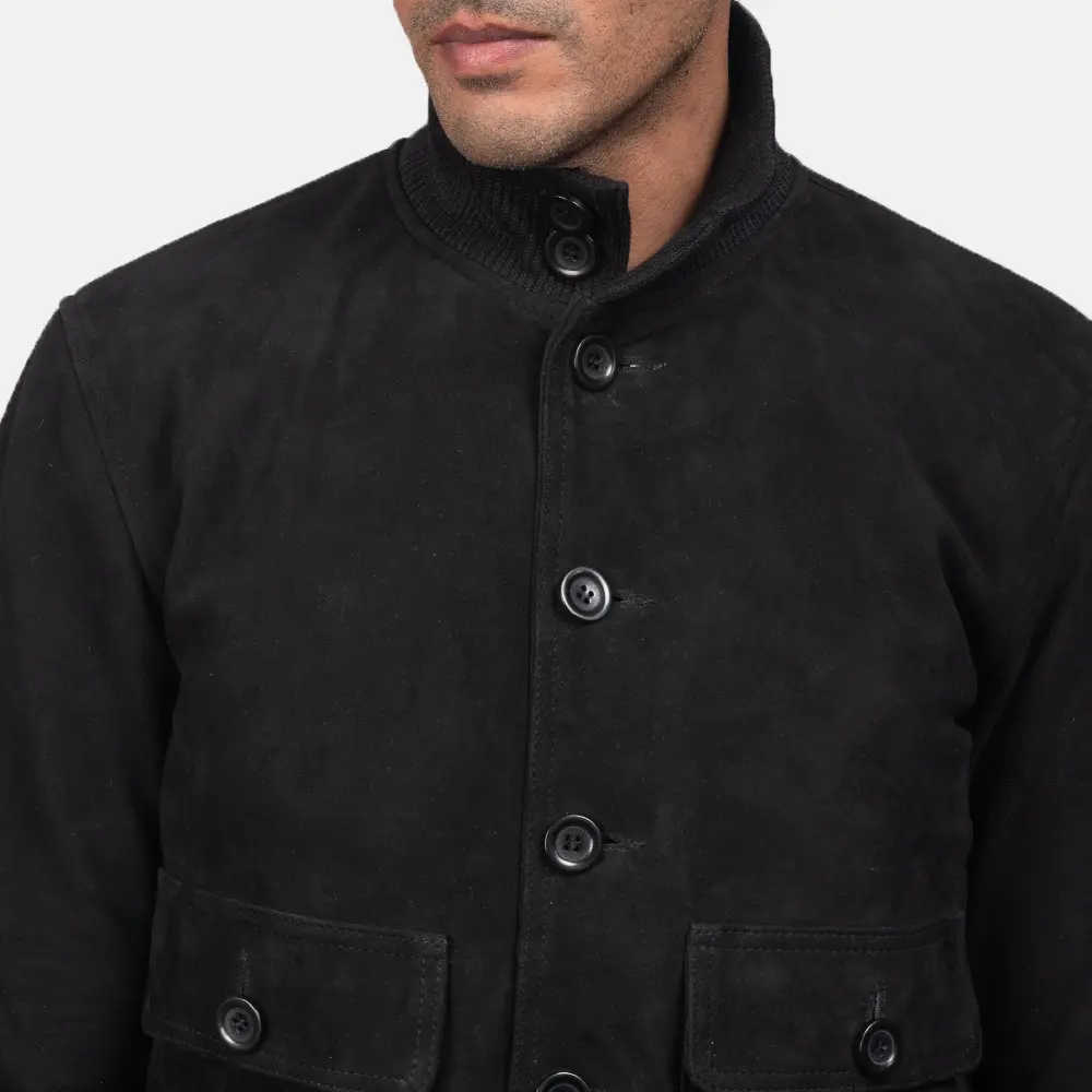 Easton Black Suede Bomber Jacket