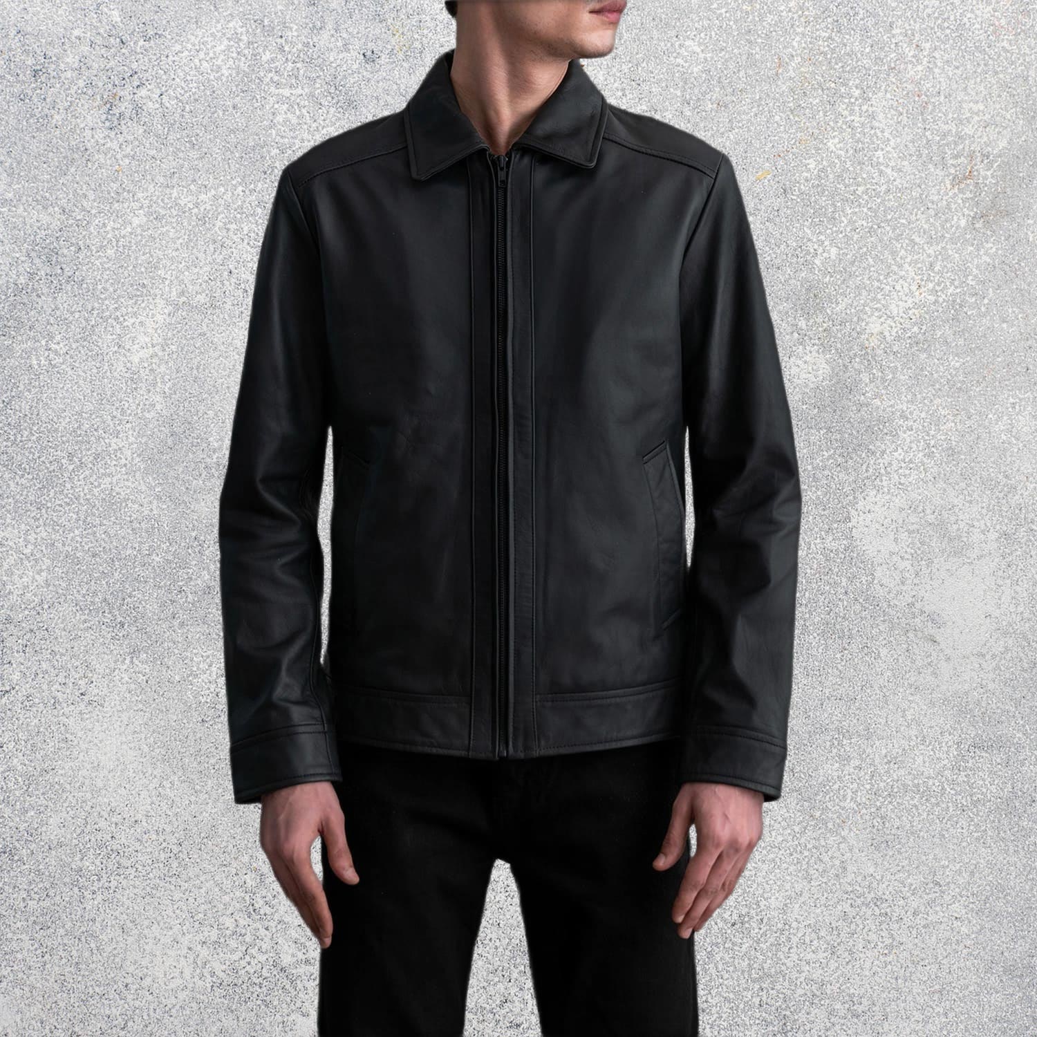 Eclipse Matte Black Leather Jacket for Men