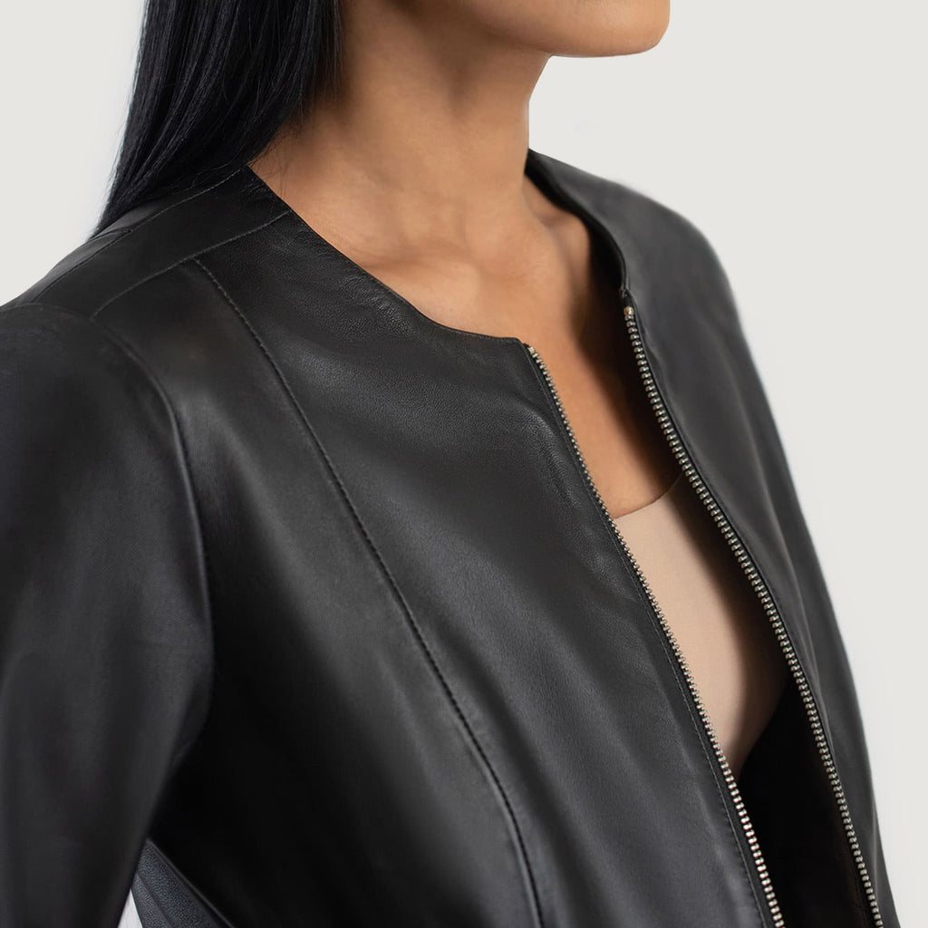 Elixir Black Collarless Leather Jacket – SaltCo Leather