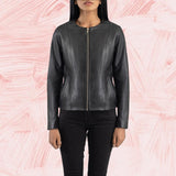 Elixir Black Collarless Leather Jacket
