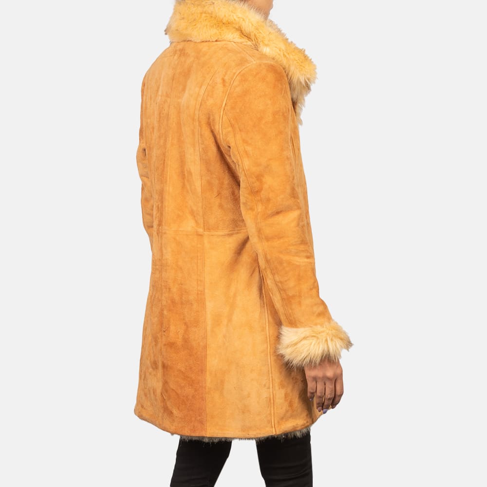 Juliette Shearling Beige Leather Coat for Women