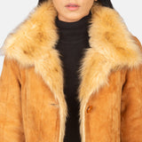 Juliette Shearling Beige Leather Coat for Women