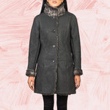 Erica Shearling Black Leather Coat