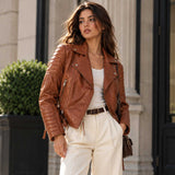 womens leather
sheepskin jacket
cognac leather
quilted jacket
leather biker
womens biker
moto jacket
genuine leather
brown leather
biker jacket
leather outerwear
quilted leather
sheepskin leather