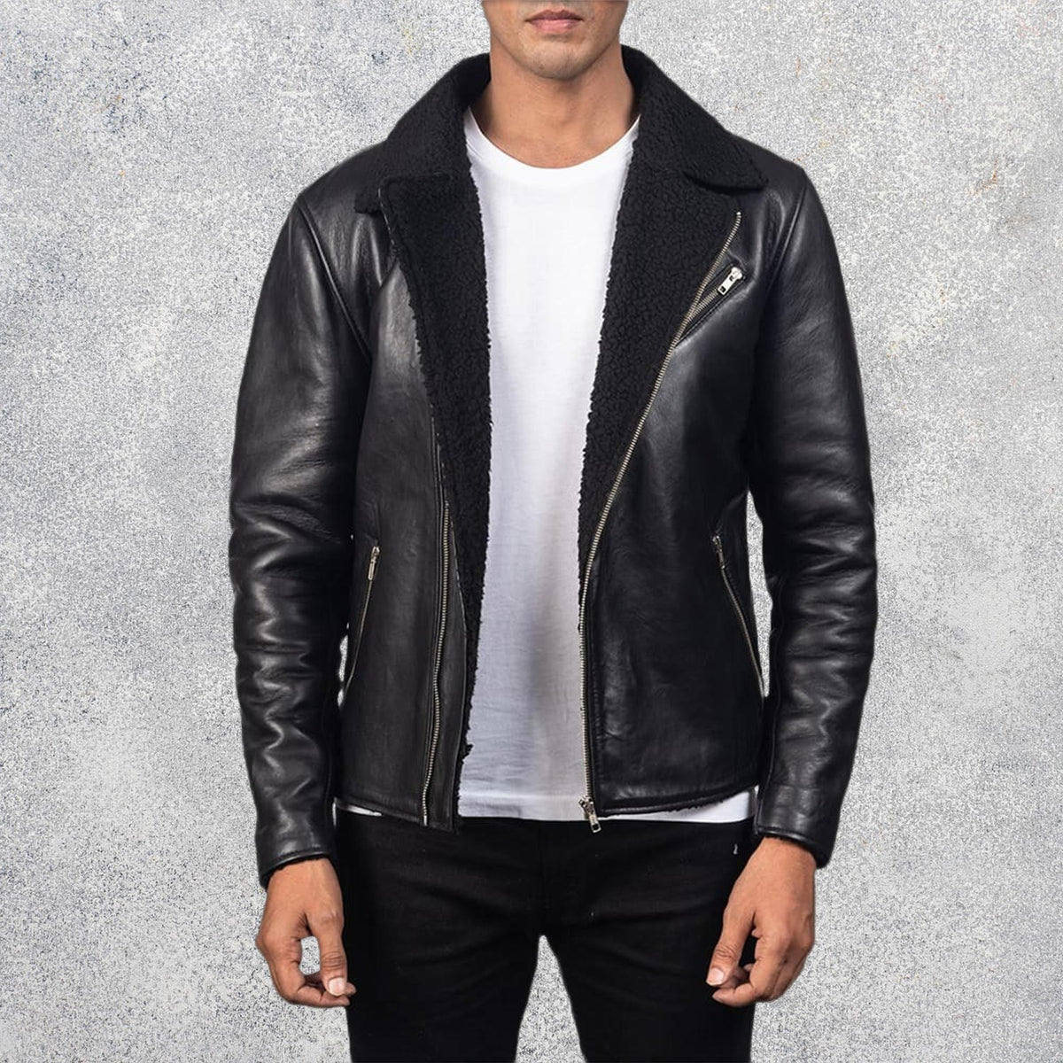 Everett Shearling Black Men's Sheepskin Leather Jacket