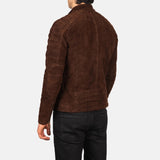 Axel Noir Men’s Leather Biker Jacket – Mocha Suede