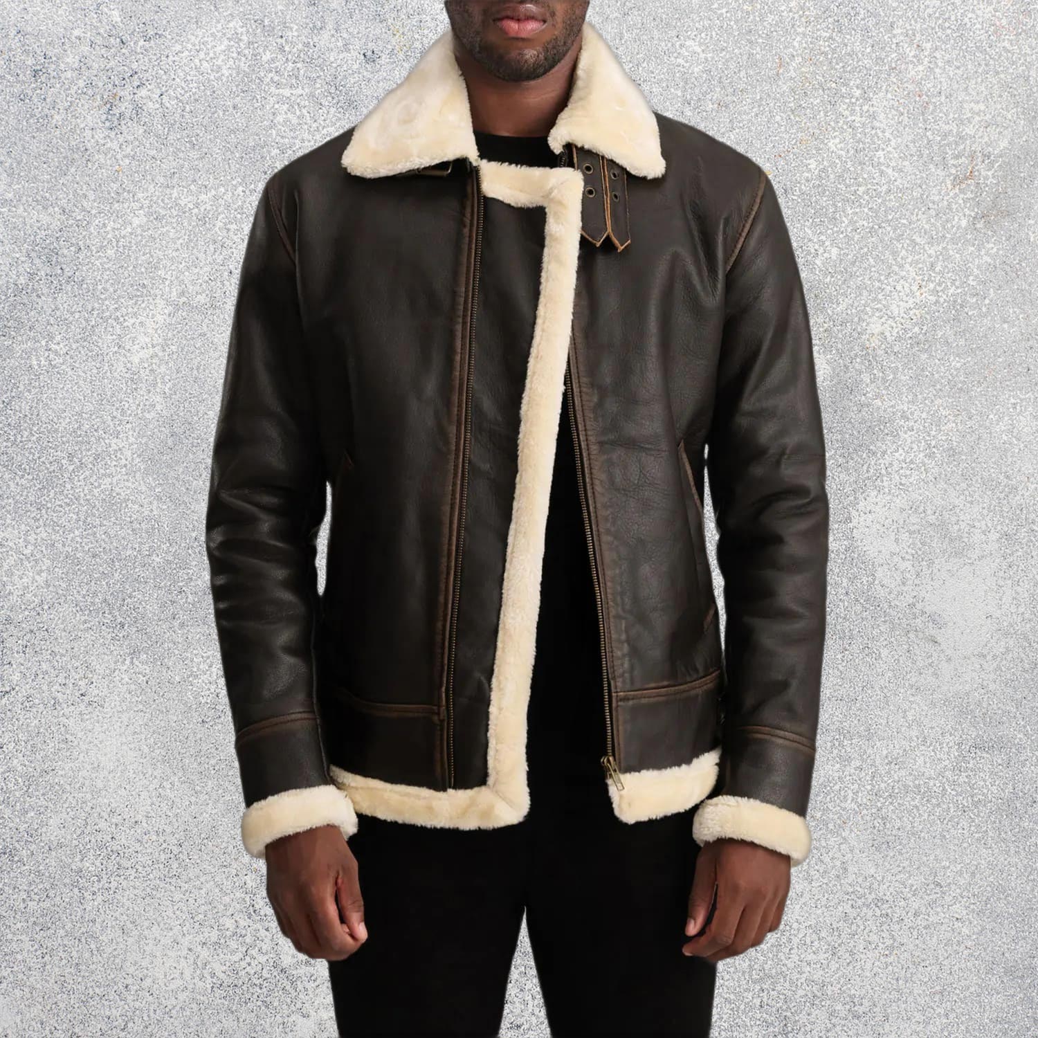 Falcon-B-3-Brown-Cream-Sheepskin-Leather-Bomber-Jacket-for-Men