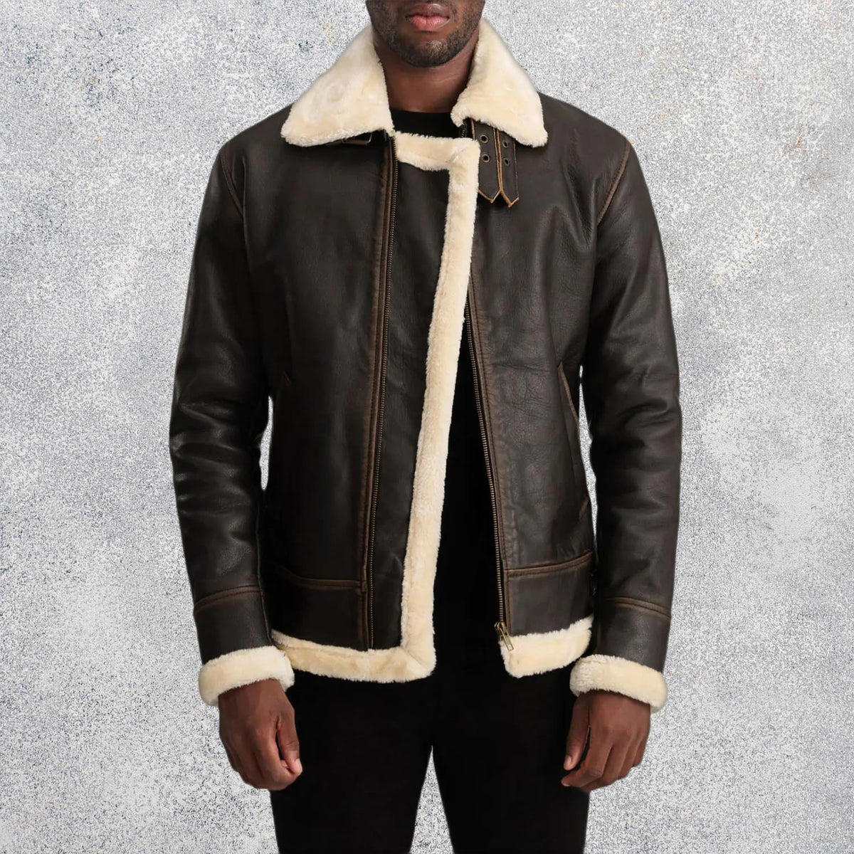 Falcon-B-3-Brown-Cream-Sheepskin-Leather-Bomber-Jacket-for-Men