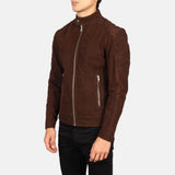 Ariston Quilted Brown Suede Biker Jacket