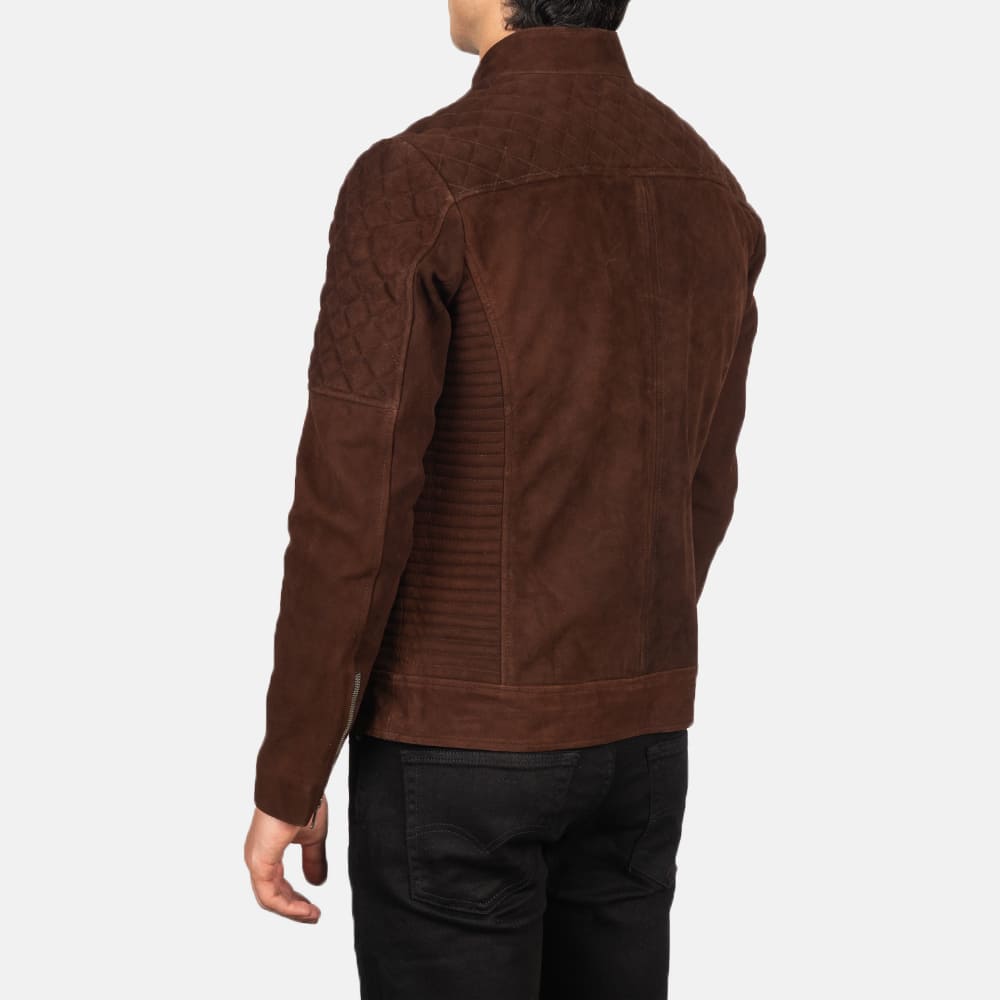 Ariston Quilted Brown Suede Biker Jacket