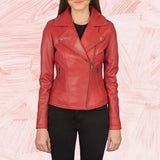 Flashback Red Leather Biker Jacket