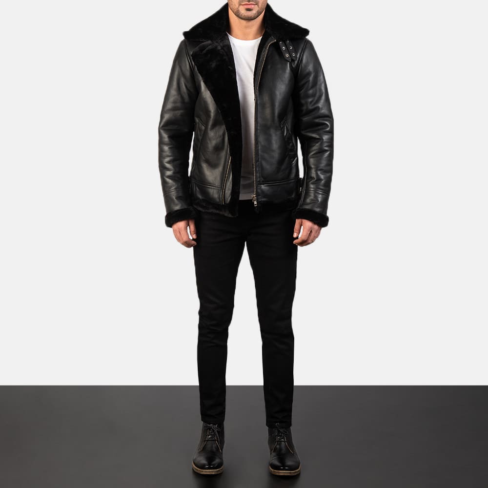 Barrow B-3 Black Leather Bomber Jacket