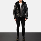 Barrow B-3 Black Leather Bomber Jacket