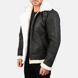 Titan Black B-3 Men's Distressed Leather Bomber Jacket