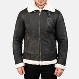 Titan Black B-3 Men's Distressed Leather Bomber Jacket