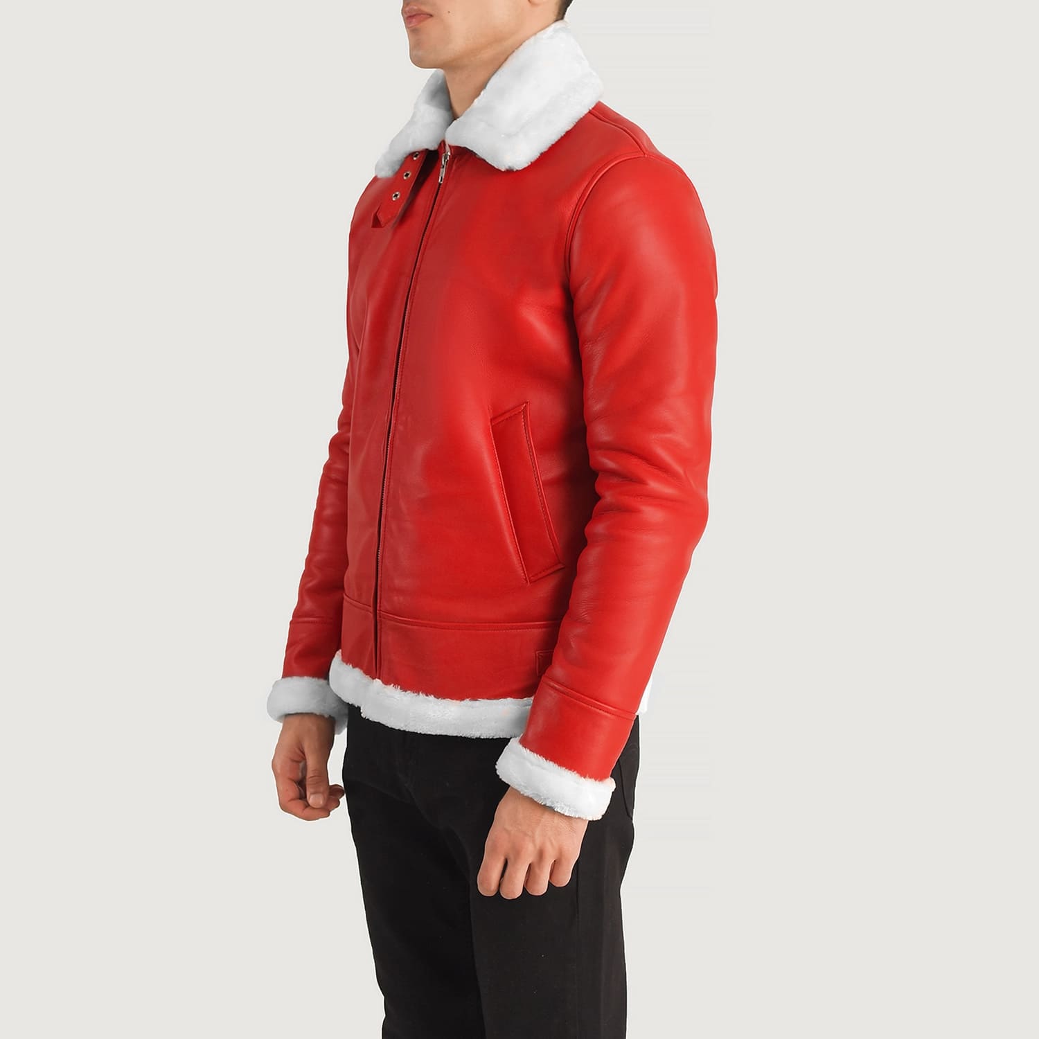 Ravon Men's Red Shearling Bomber Jacket