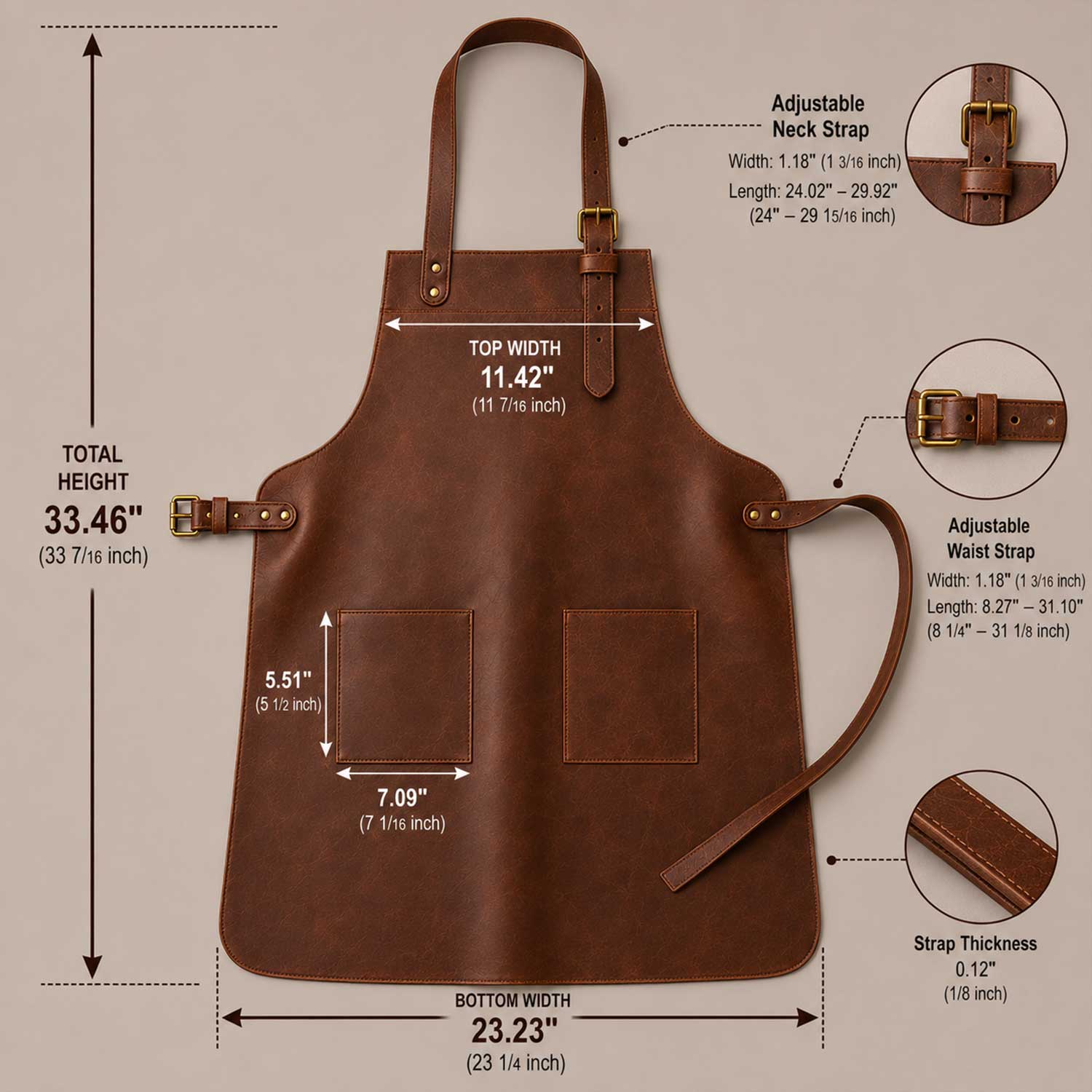Premium Handmade Leather Apron for Cooking, Grilling and Crafting