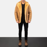 Claymore Men's Beige Suede Leather Coat