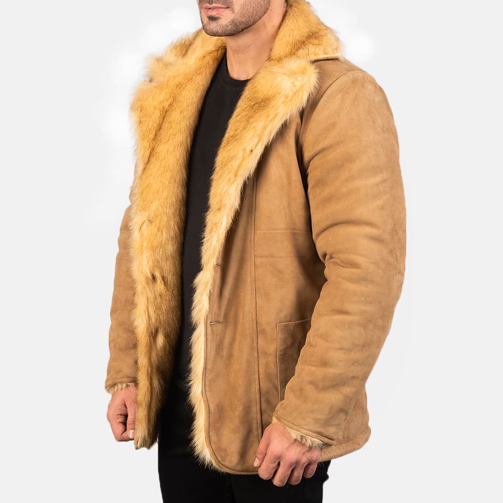 Claymore Men's Beige Suede Leather Coat