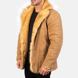 Claymore Men's Beige Suede Leather Coat