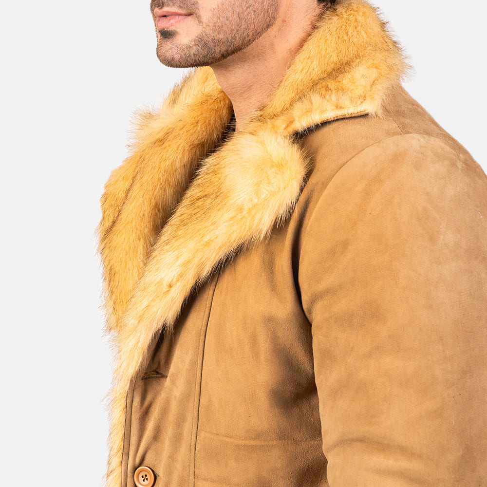 Claymore Men's Beige Suede Leather Coat