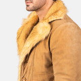 Claymore Men's Beige Suede Leather Coat