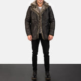 Ravenridge Men's Distressed Black Leather Coat