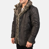 Ravenridge Men's Distressed Black Leather Coat