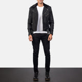 Havencroft Men's Distressed Black Leather Biker Jacket