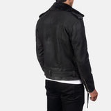 Havencroft Men's Distressed Black Leather Biker Jacket