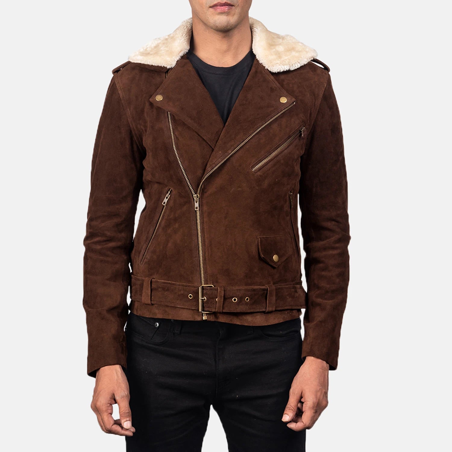 Havenridge Men's Mocha Suede Biker Jacket