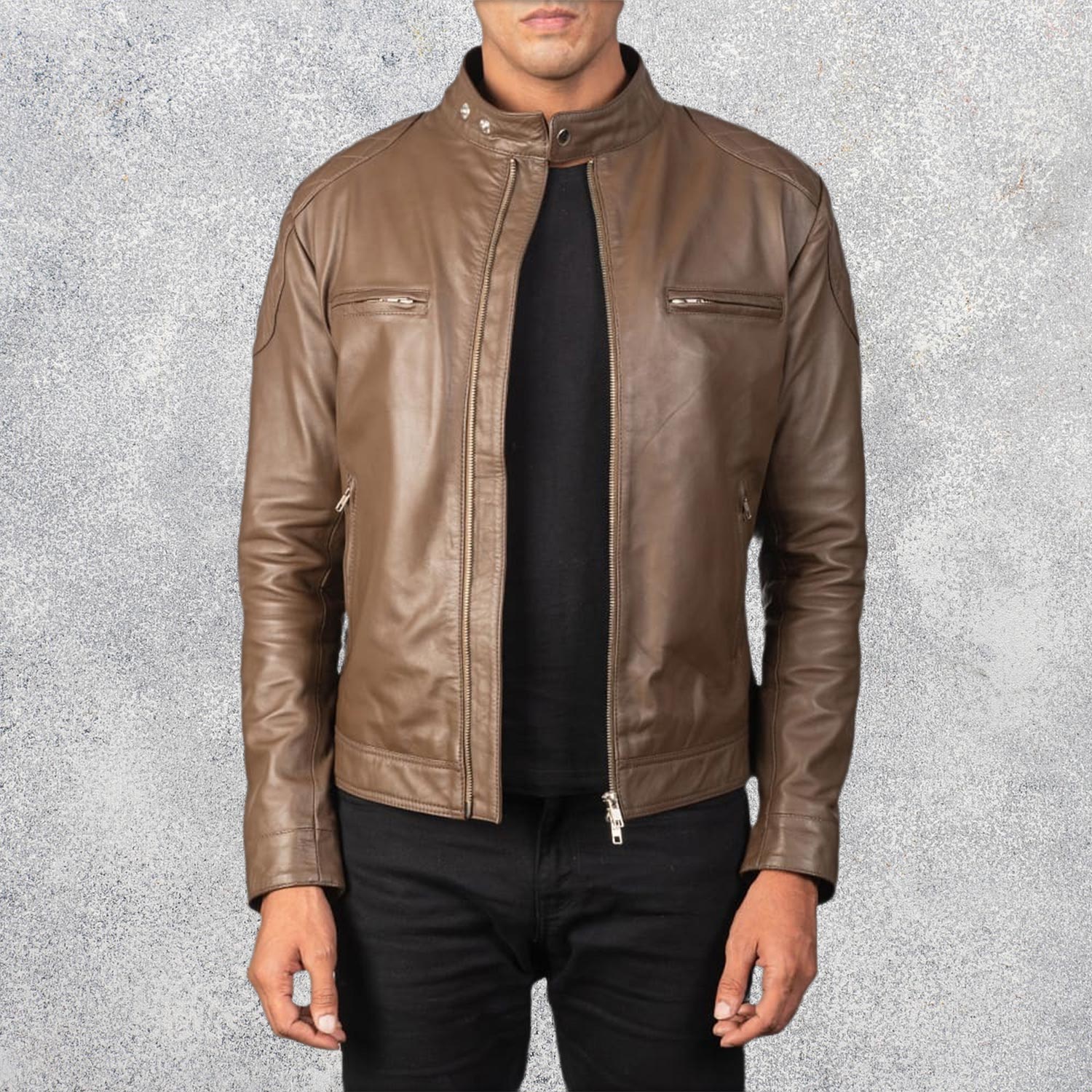 Gatsby Men's Mocha Leather Biker Jacket