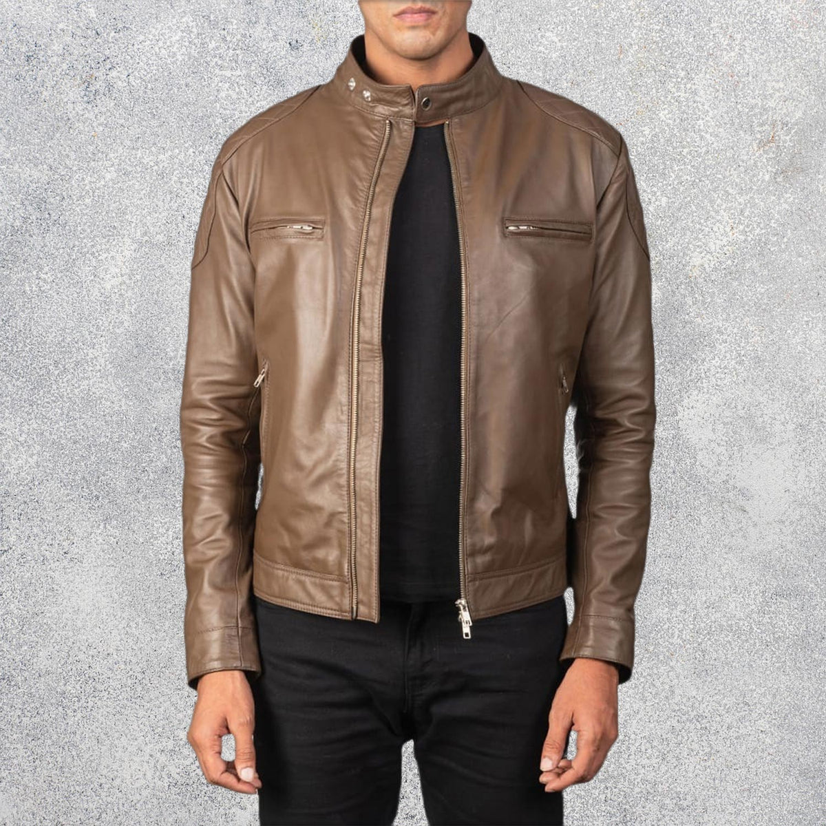 Gatsby Men's Mocha Leather Biker Jacket